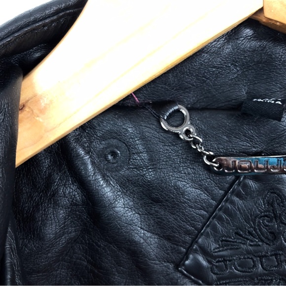 Jou Jou Faux Leather Studded Black Moto Asymmetric Zip Up Biker Jacket S - Picture 11 of 14